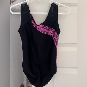 Black and Pink Kids One Piece Gymnastics/Dance Leotard